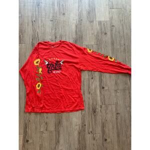 YR Long Sleeve T-Shirt Red XL – Sunflowers & Roses Graphic